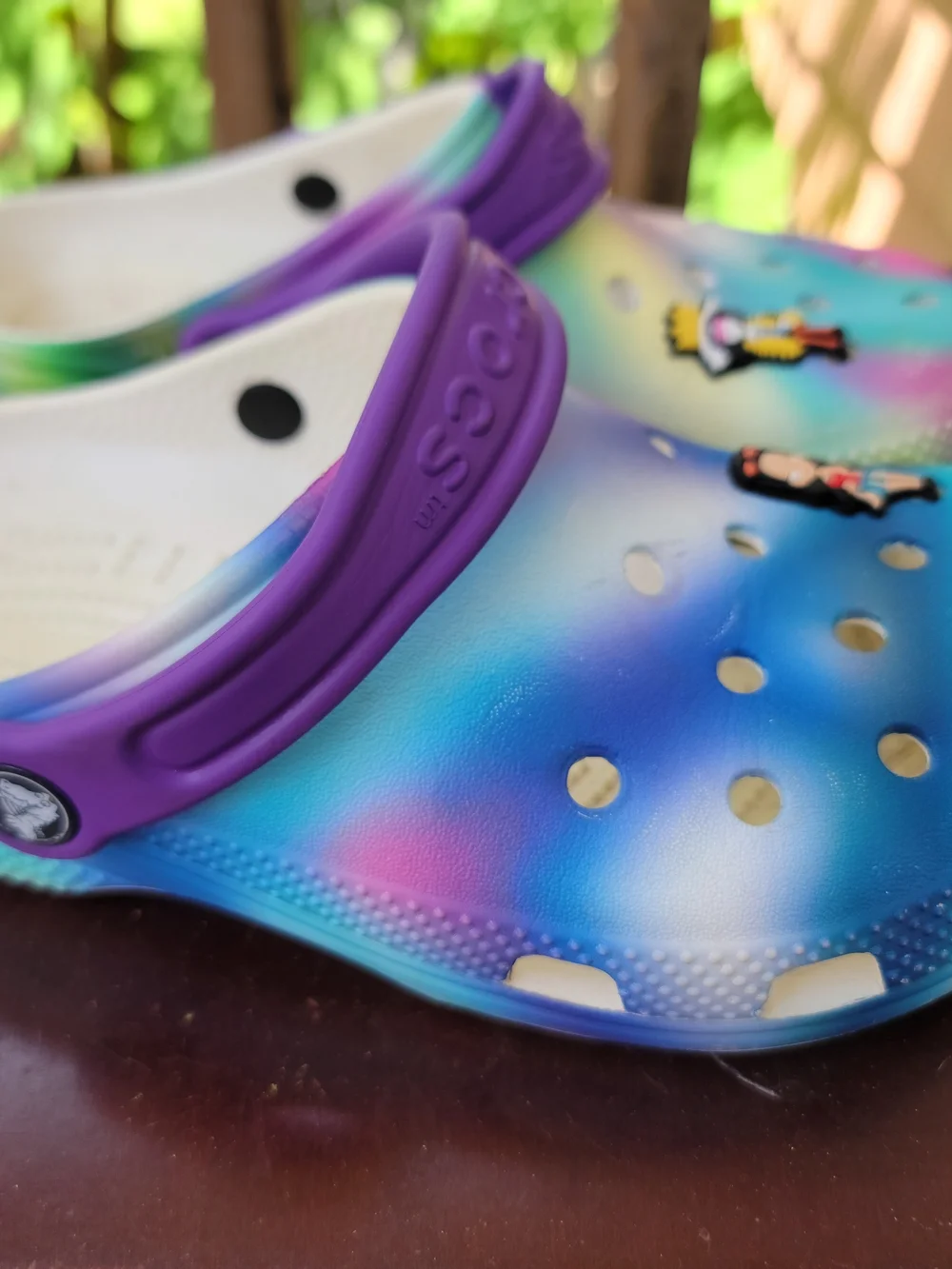 CROCS Kids Tie-Dye Pastel Clog with Purple Strap